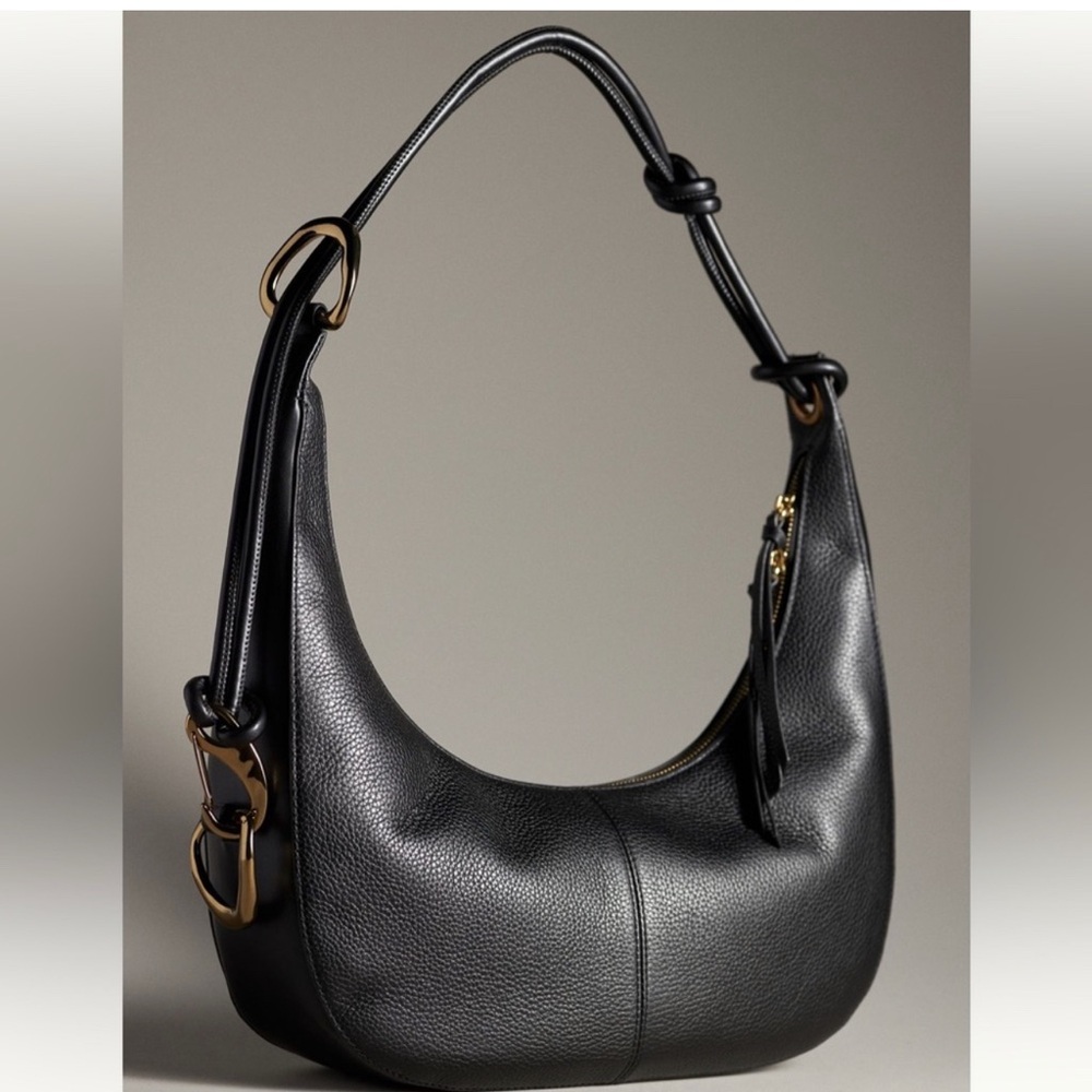 Dolce Vita Melanie Sing Bag Black Pebbled Leather Hobo NWT